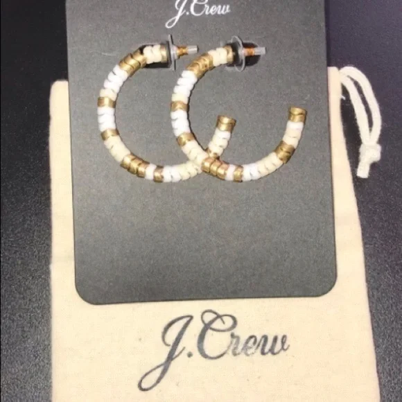 J. Crew Stacked Zigzag Beaded Hoop Earrings - Picture 2 of 4